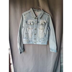 Love Tree Denim Light Wash Blue Jean Trucker Jacket Womens Medium Casual Classic